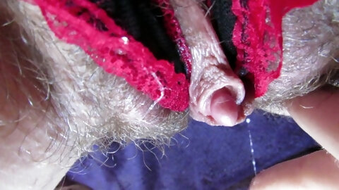 My Wet big clit hairy pussy in panties after...